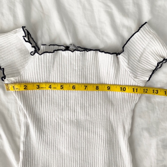 Zara Trafaluc White Ribbed Off Shoulder Top - Picture 5 of 5